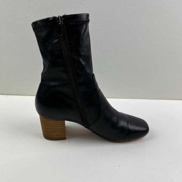Anthropologie Silent D Black Cabre Boots with Stacked Leather Heel Size 36 - Picture 5 of 10